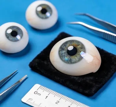 正目义眼技师正在为客户进行义眼定制服务